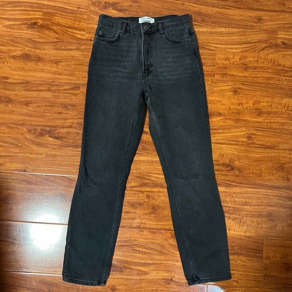 Reformation high rise straight leg jeans in black